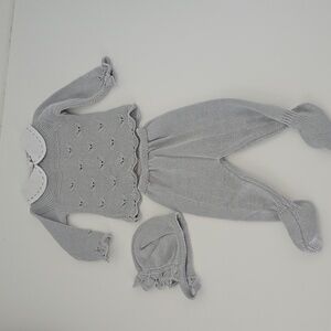 JULIANA 3pc Sweater set w/pants & Bonnet